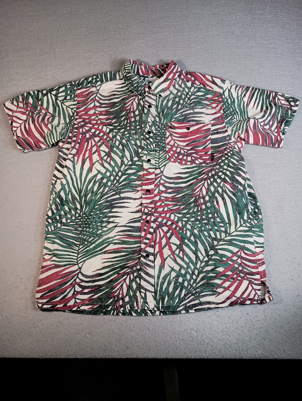 Columbia Hawaiian Tropical Linen Blend Men's L Floral Lightweight Button Down